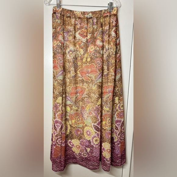 Chico’s Chiffon Floral Brown Purple Maxi Skirt Size 0 (US 4-6) - Picture 1 of 13